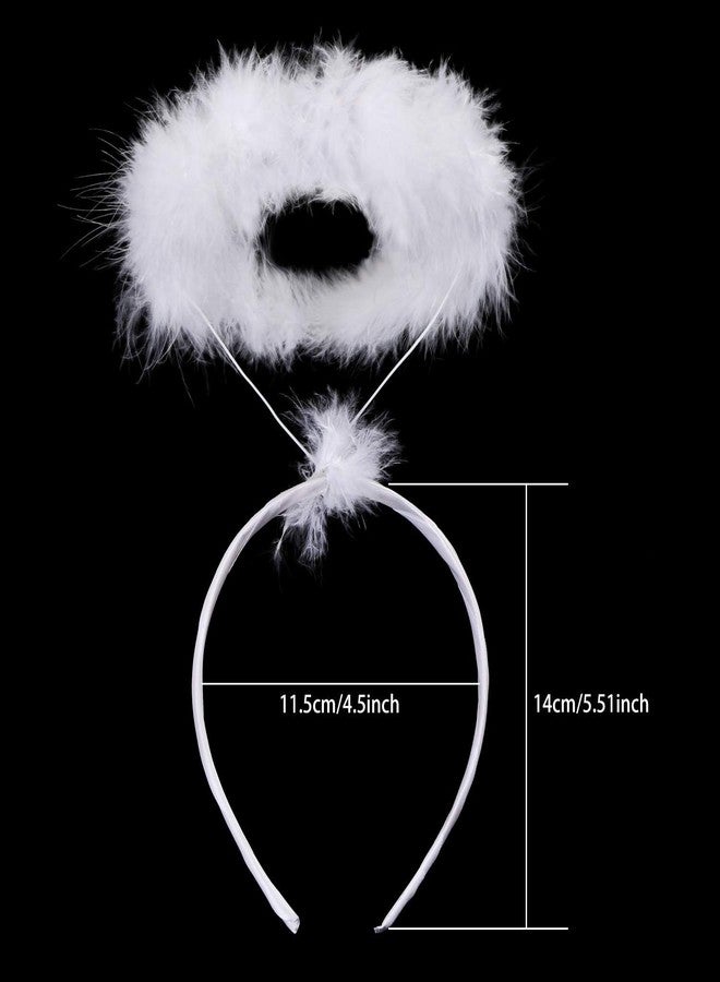 كاكو فانسي دريسيس طوق شعر ملاك من كاكو فانسي دريسز / هالة منفوشة / إكسسوارات فستان حفلة عيد الميلاد الخيالية - أبيض، للبنات - عبوة من قطعتين - هدية عيد الميلاد للأطفال - Image 3